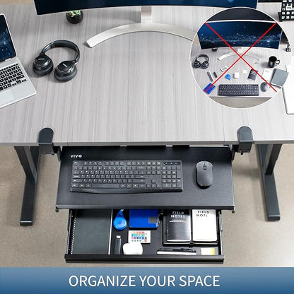 VIVO Large Height Adjustable Clamp-on Keyboard Tray, Extra Sturdy Pull Out