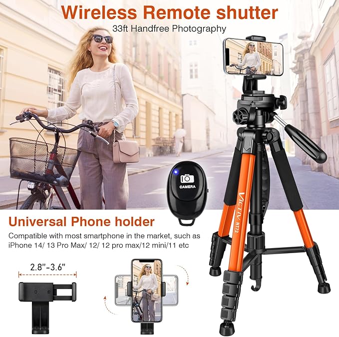 Tripod for Camera, Professional Heavy Duty Compact Camera Stand for Phone