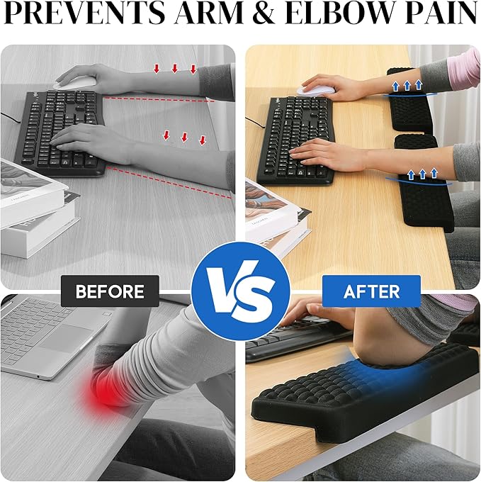MABOZOO L-Shaped Desk Wrist Elbow Rests, Ergonomic Wrist Cushions