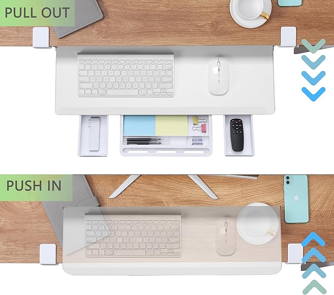 ETHU Keyboard Tray Under Desk, Pull Out Keyboard & Mouse Tray