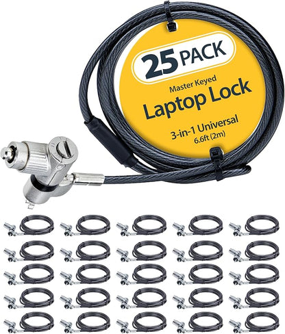 StarTech.com 25-Pack Universal Laptop Lock 6.6ft, Master Keyed Security Cable