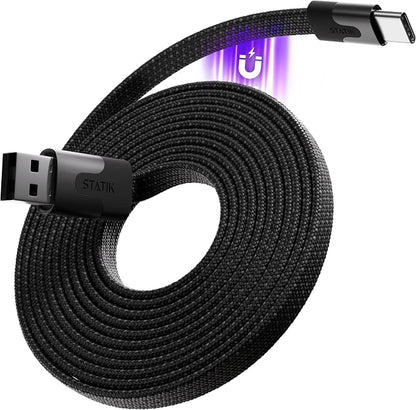 Statik MagStack USB to USB C Cable, Magnetic Anti Tangle Flat A to Type C