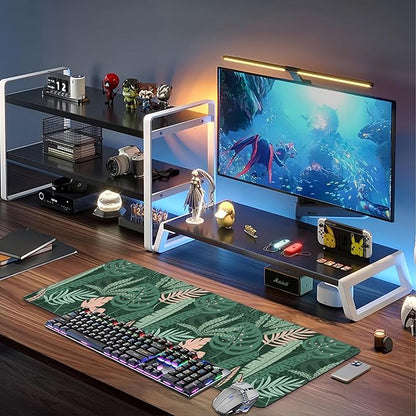 Tropical Plants and Leaves Desk Mat, Large Tropical Palm Leaves Gaming Keyboard