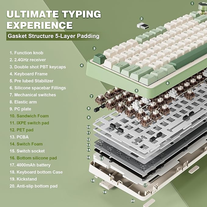 YUNZII B75 PRO Wireless Mechanical Keyboard, 75% Layout