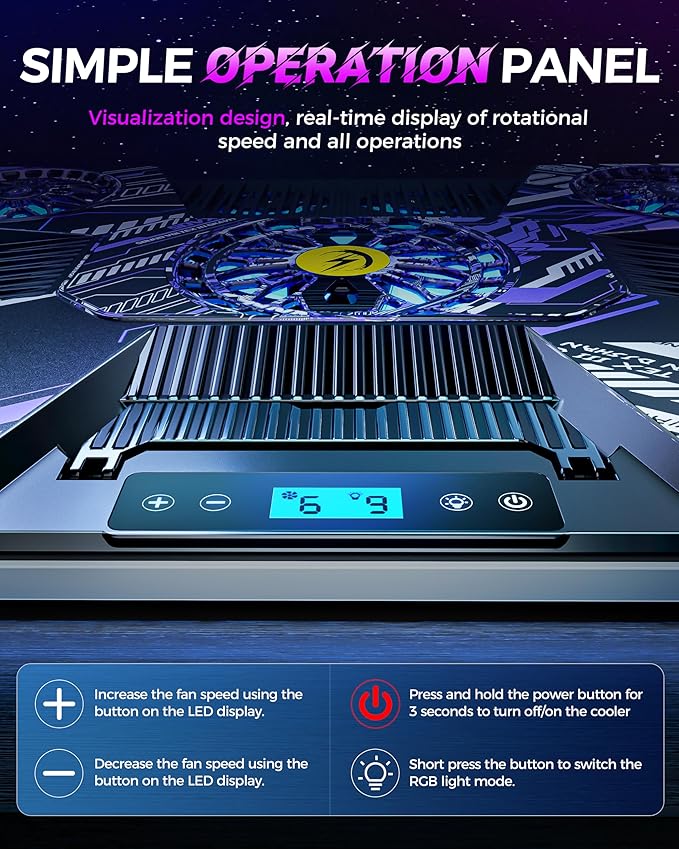 ChillCore Laptop Cooling Pad, RGB Laptop Fan Cooling Pad 9 Fans
