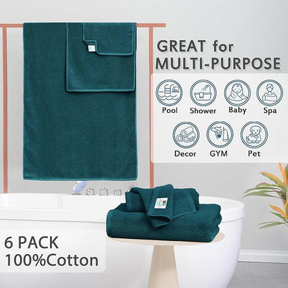 Bathroom Towels, 6 Piece Towel Set