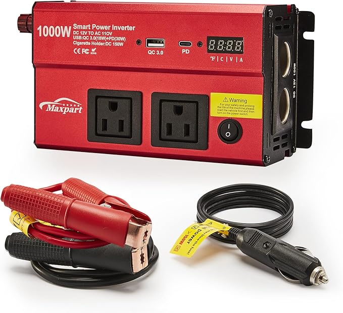 TWING Car 1000w Inverter, 12v DC to 110v Power Inverters