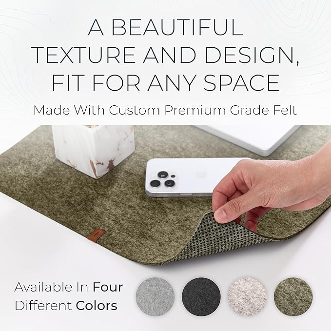Nordik Large Felt Desk Mat – Timber Moss Green – 35 x 17 inch – Computer Desk