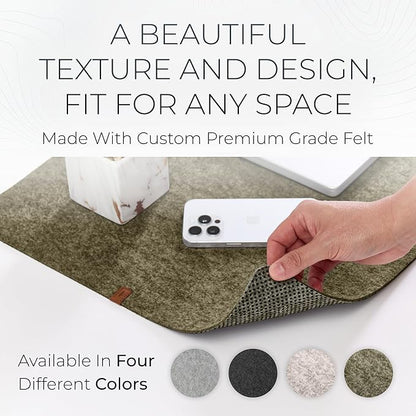 Nordik Large Felt Desk Mat – Timber Moss Green – 35 x 17 inch – Computer Desk