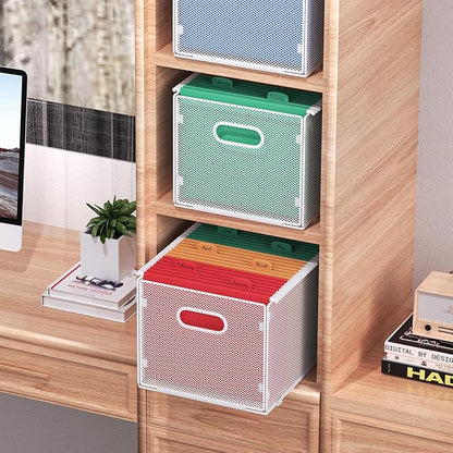 samstar 2 Pack Hanging File Organizer, Mesh File Folder Box Filing Box Cabinet