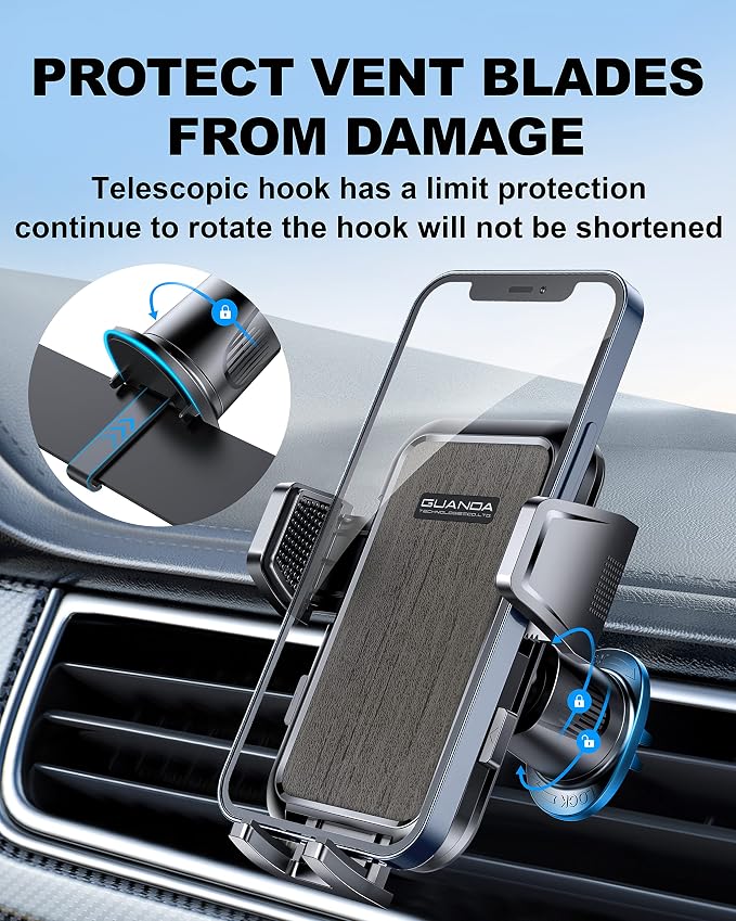 Car Phone Holder Mount for Air Vent, 360° Adjustable Vent Clip, Compatible