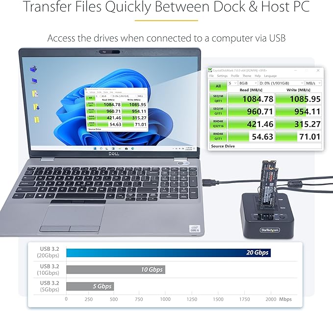 StarTech.com 1:1 M.2 NVMe Drive Duplicator, 90GBpm Standalone M.2 SSD