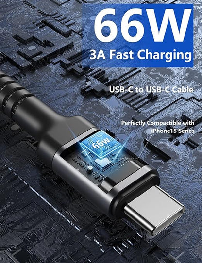 PRAKIE USB C to USB C Cable 6FT, USB Type C Fast Charging Cable 2Pack Nylon