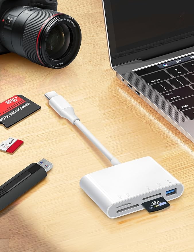 USB C SD Card Reader, 5 in 1 USB-C to Memory Card Adapter