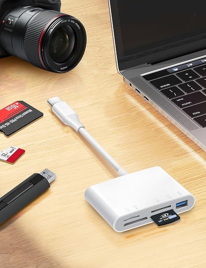 USB C SD Card Reader, 5 in 1 USB-C to Memory Card Adapter