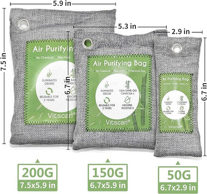 12 Pack Bamboo Air Purifying Bag, Activated Charcoal Bags Odor Absorber