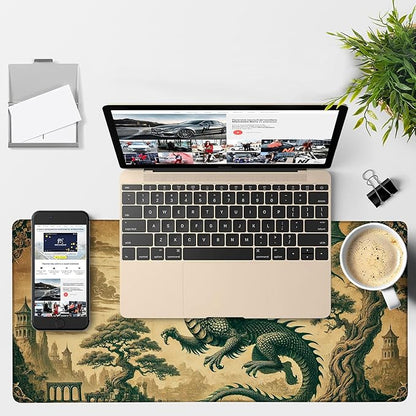 Vintage-Style Dragon Gaming Mouse Pad 3mm Thick Stitched Edge Waterproof
