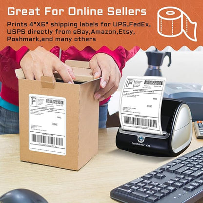 FungLam 4 Rolls 4XL Labels 4" x 6" Direct Thermal Printer Labels, Shipping