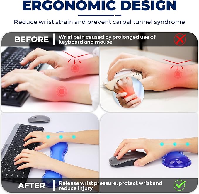 Gel Wrist Rest for Keyboard and Mouse, Wrist Rest for Keyboard, Mouse Wrist