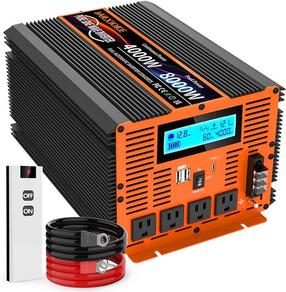 4000 Watt Pure Sine Wave Power Inverter 12V DC to 110V 120V Converter