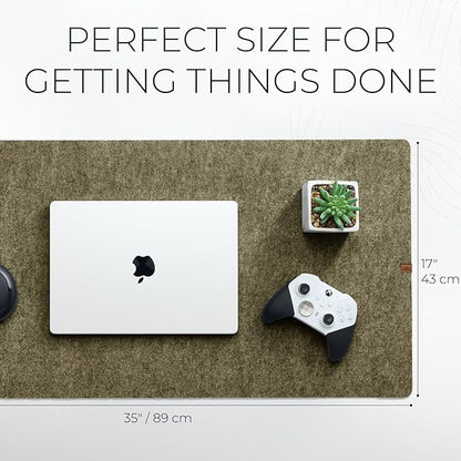 Nordik Large Felt Desk Mat – Timber Moss Green – 35 x 17 inch – Computer Desk