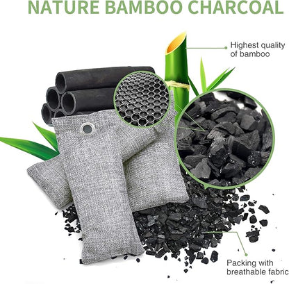 12 Pack Bamboo Air Purifying Bag, Activated Charcoal Bags Odor Absorber