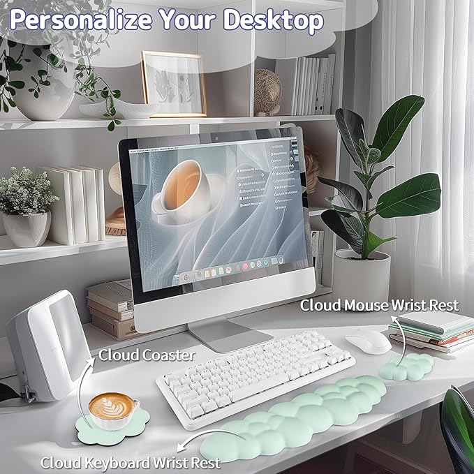 Cloud Wrist Rest Keyboard, Cloud Keyboard Wrist Pad Set
