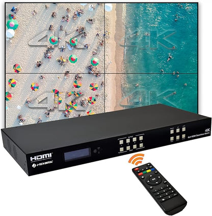 J-Tech Digital 4k 2x2 4K60Hz HDMI Video Wall Controller Multiviewer Seamless
