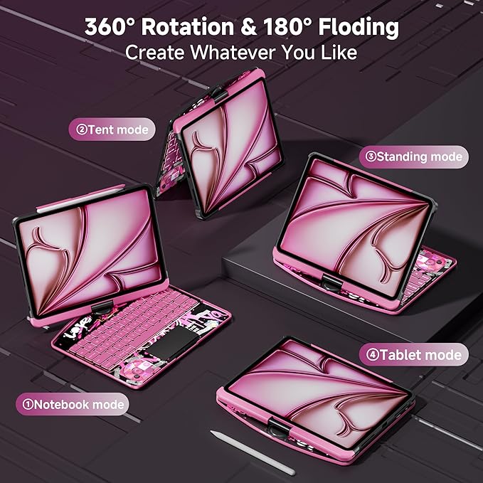 iPad Keyboard Case for iPad 10th Gen & 11th, Magic Wireless Keyboard