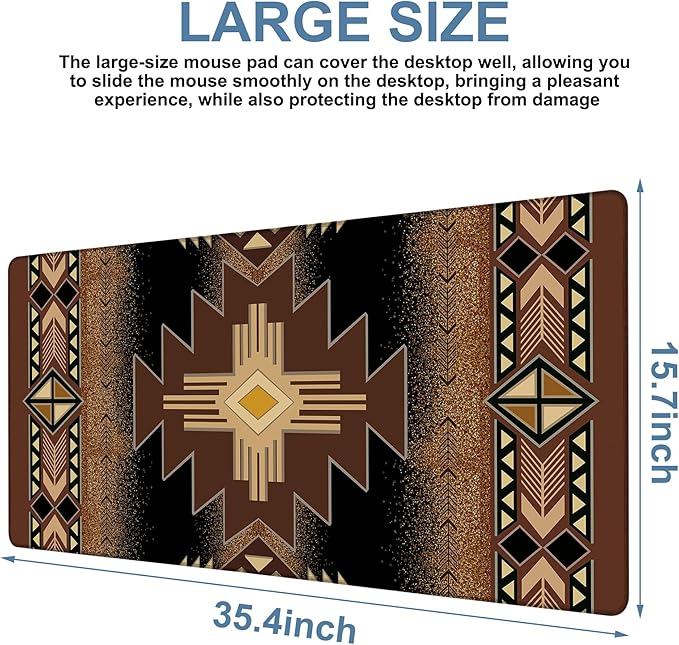 Large Mouse Pad Aztec Pattern Gaming Desk Pad Computer Keyboard Non-Slip