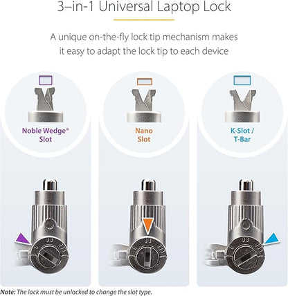 StarTech.com 25-Pack Universal Laptop Lock 6.6ft, Master Keyed Security Cable