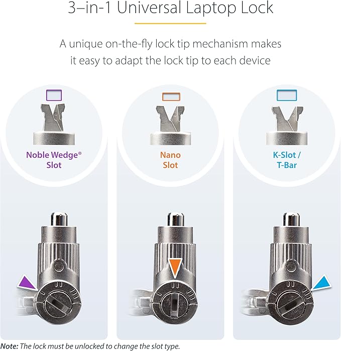 StarTech.com 25-Pack Universal Laptop Lock 6.6ft, Keyed Alike Security Cable