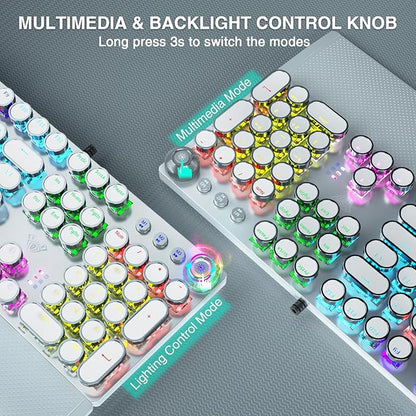 AULA F2088 Typewriter Style Mechanical Gaming Keyboard, Rainbow LED Backlit