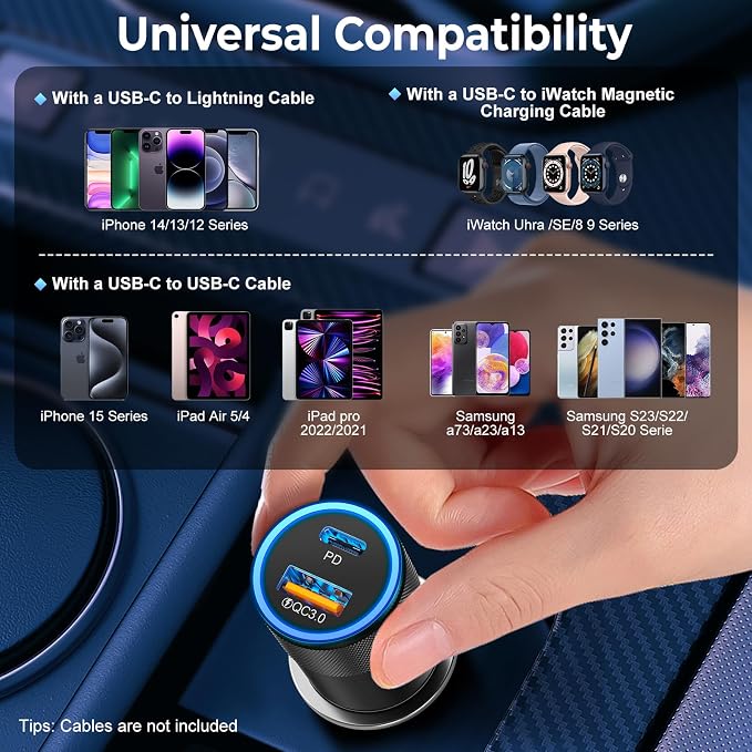 6 Pack USB C Car Charger, Ancekoy 38W Dual USB-C + USB-A Car Charger Adapter
