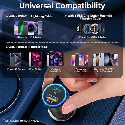 6 Pack USB C Car Charger, Ancekoy 38W Dual USB-C + USB-A Car Charger Adapter