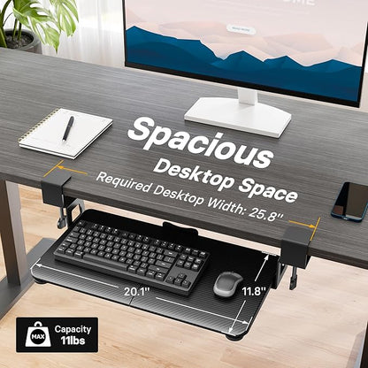 BONTEC KMT01-PJ Under Desk Keyboard Tray, Pull-Out Keyboard & Mouse Platform