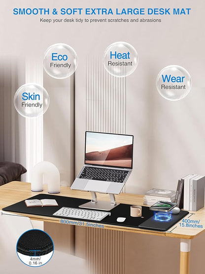 TopMade Mouse Pad with 15W Wireless Charging, Waterproof Gaming Mousepad with