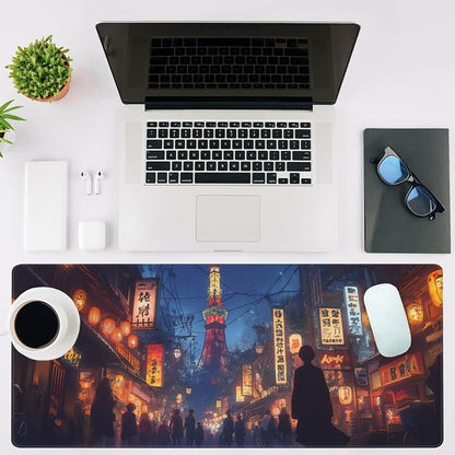 Mouse Pad Large Bustling Street in Tokyo Non-Slip Gaming Desk Mat