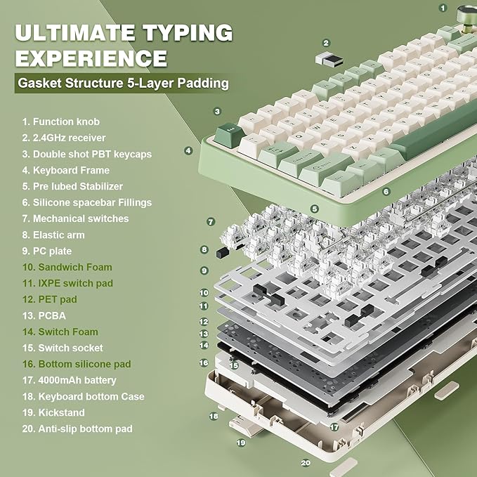YUNZII B75 PRO Wireless Mechanical Keyboard, 75% Layout