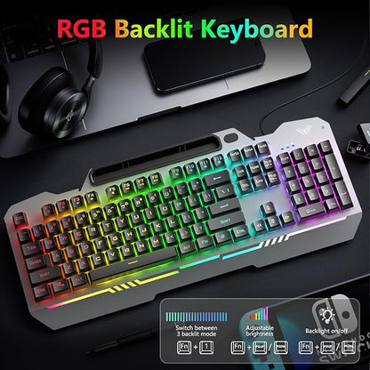 AULA Keyboard, T102 104 Keys Gaming Keyboard and Mouse Combo