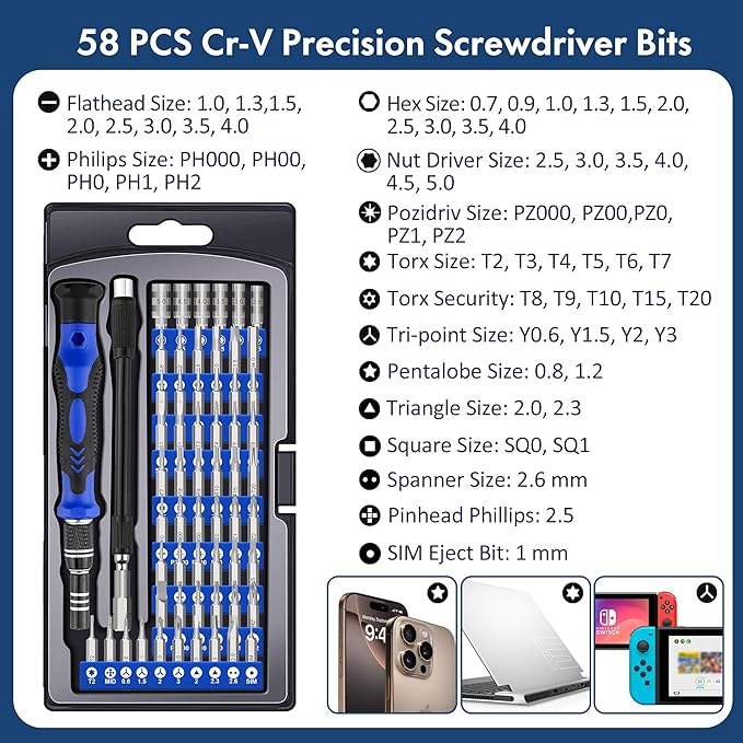 XOOL 62 in 1 Precision Screwdriver Kit, Electronics Repair Tool Kit, Magnetic