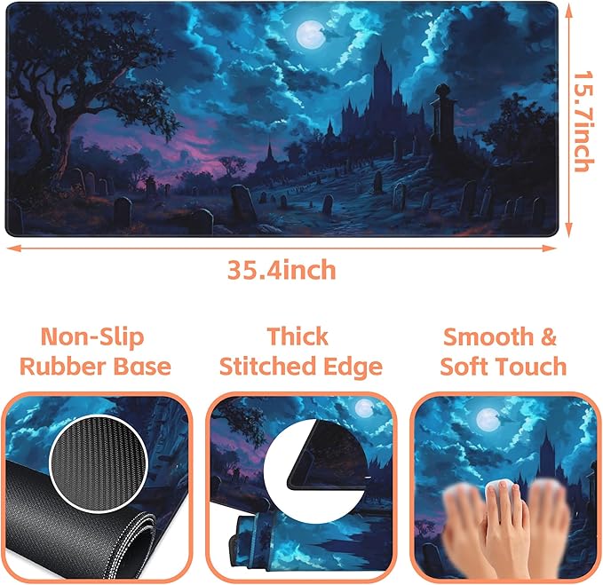 Mouse Pad Large Gothic Graveyard Non-Slip Game Desk Mat