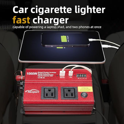TWING Car 1000w Inverter, 12v DC to 110v Power Inverters