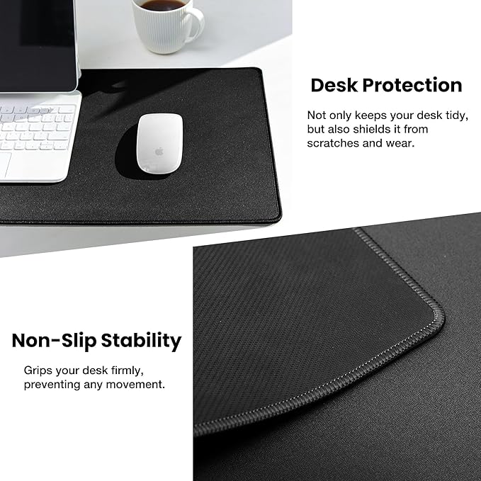 ALOANES Black Waterproof Desk Mat,