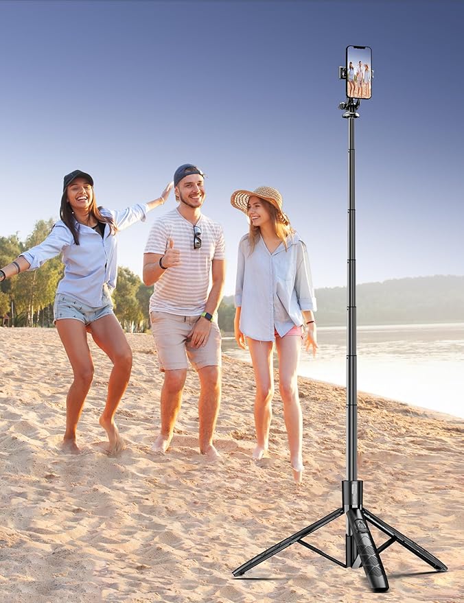 Aluminum 71" Phone Tripod with Remote, Extendable & Compatible with iPhone