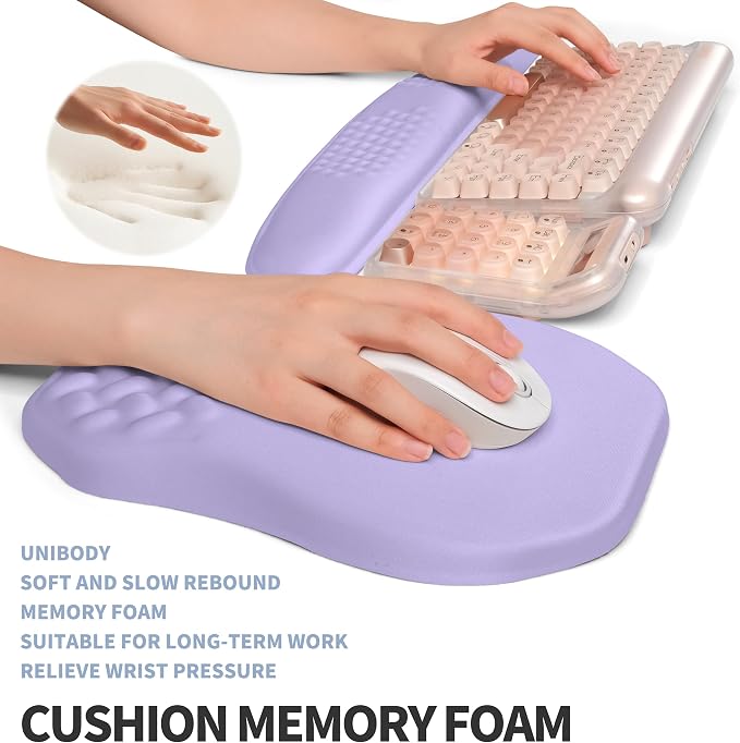 2-in-1 Ergonomic Set, Wave Keyboard Wrist Rest and Massage Slope Mouse Pad