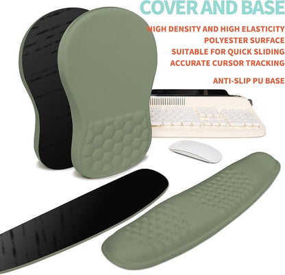 2-in-1 Ergonomic Set, Wave Rise Keyboard Wrist Rest and Massage Bulge Slope