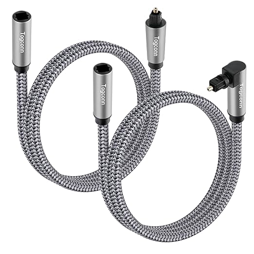 Optical Extension Fiber Digital Cable Adapter 4 Feet（2 Pack）, 90 Degree Right