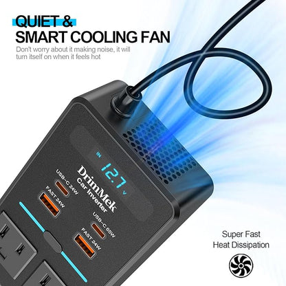 300W Car Power Inverter, DC 12V to 110V AC Car Plug Adapter