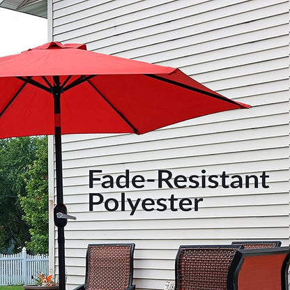 Sunnydaze Outdoor Patio Umbrella - Polyester Table Market Umbrella with Push-Button Tilt and Crank - 6 Sturdy Ribs - Burnt Orange - 7.5ft